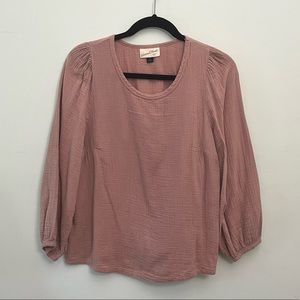 Universal Thread Balloon 3/4 Sleeve Gauze Blush Blouse